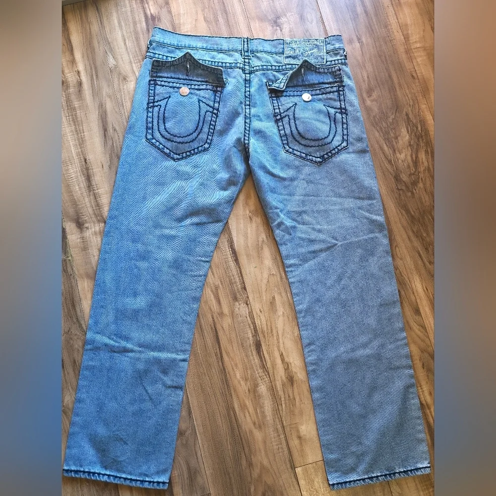 True Religion Men's Light Blue Straight Jeans